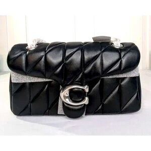 Coach Black Quilted Shoulder Bag with Silver Hardware